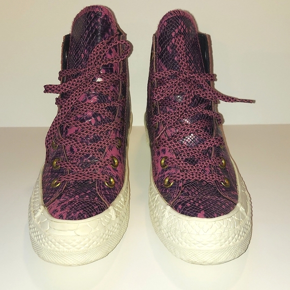Converse Chuck Taylor Snake Print Leather High Top Sneakers - Picture 2 of 8